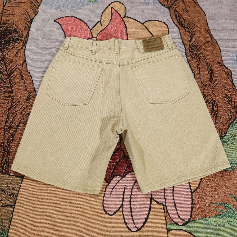 Vintage Premium Wrangler Tan Denim Shorts Relaxed Fit 34x9 Silver Edition